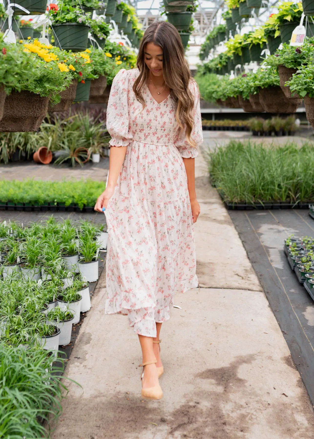 Emmie Pink Floral Tiered Dress