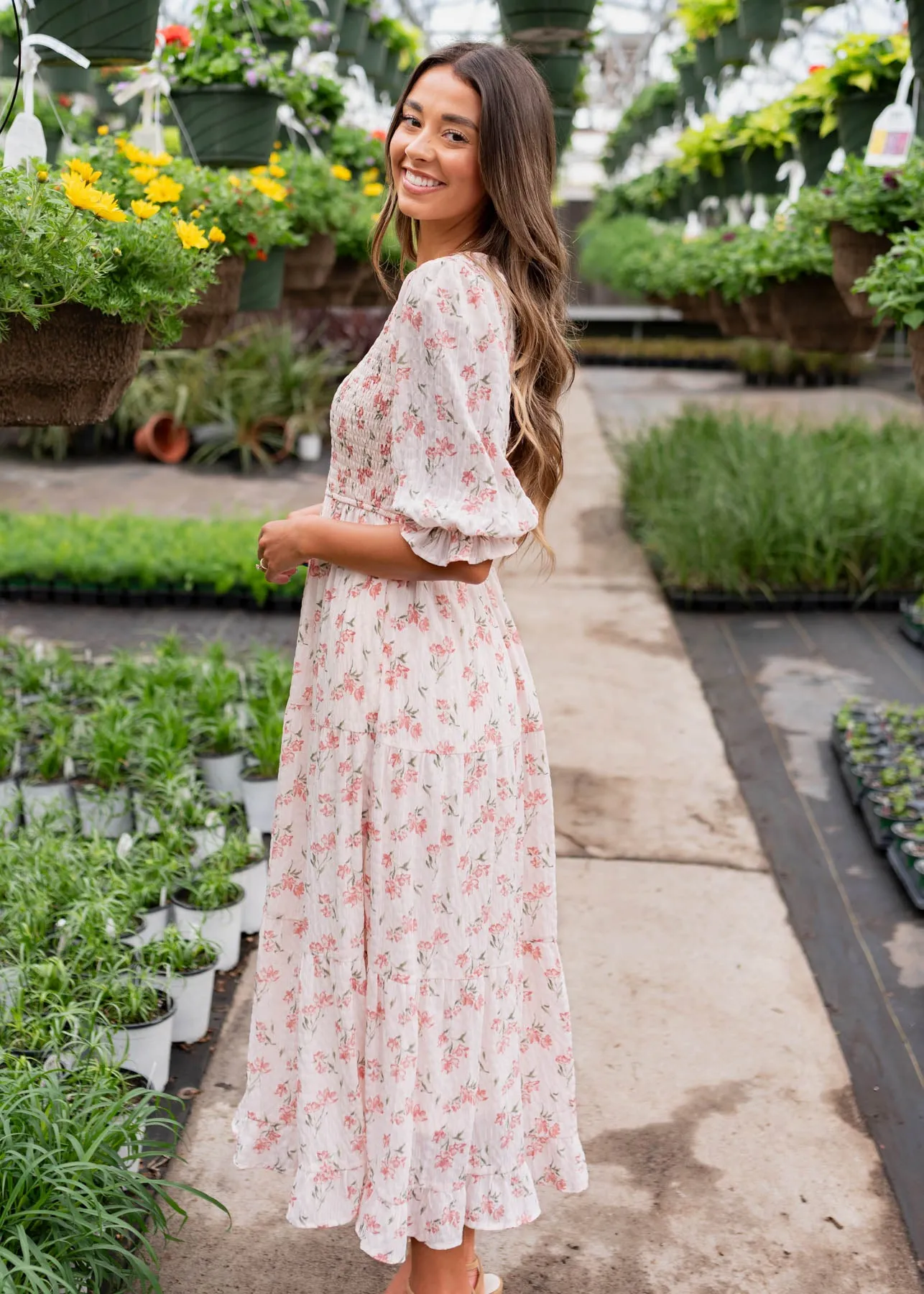Emmie Pink Floral Tiered Dress