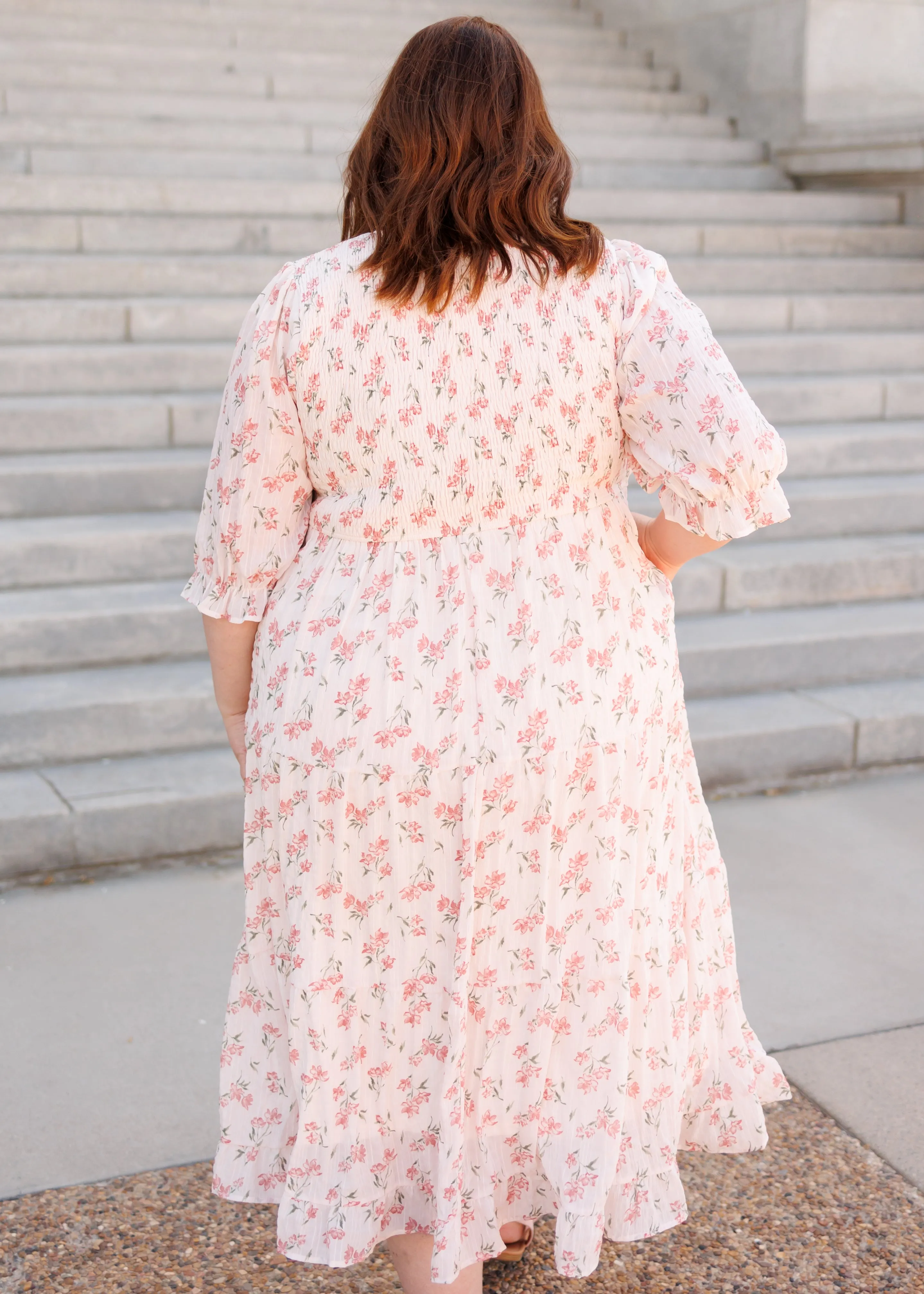 Emmie Pink Floral Tiered Dress