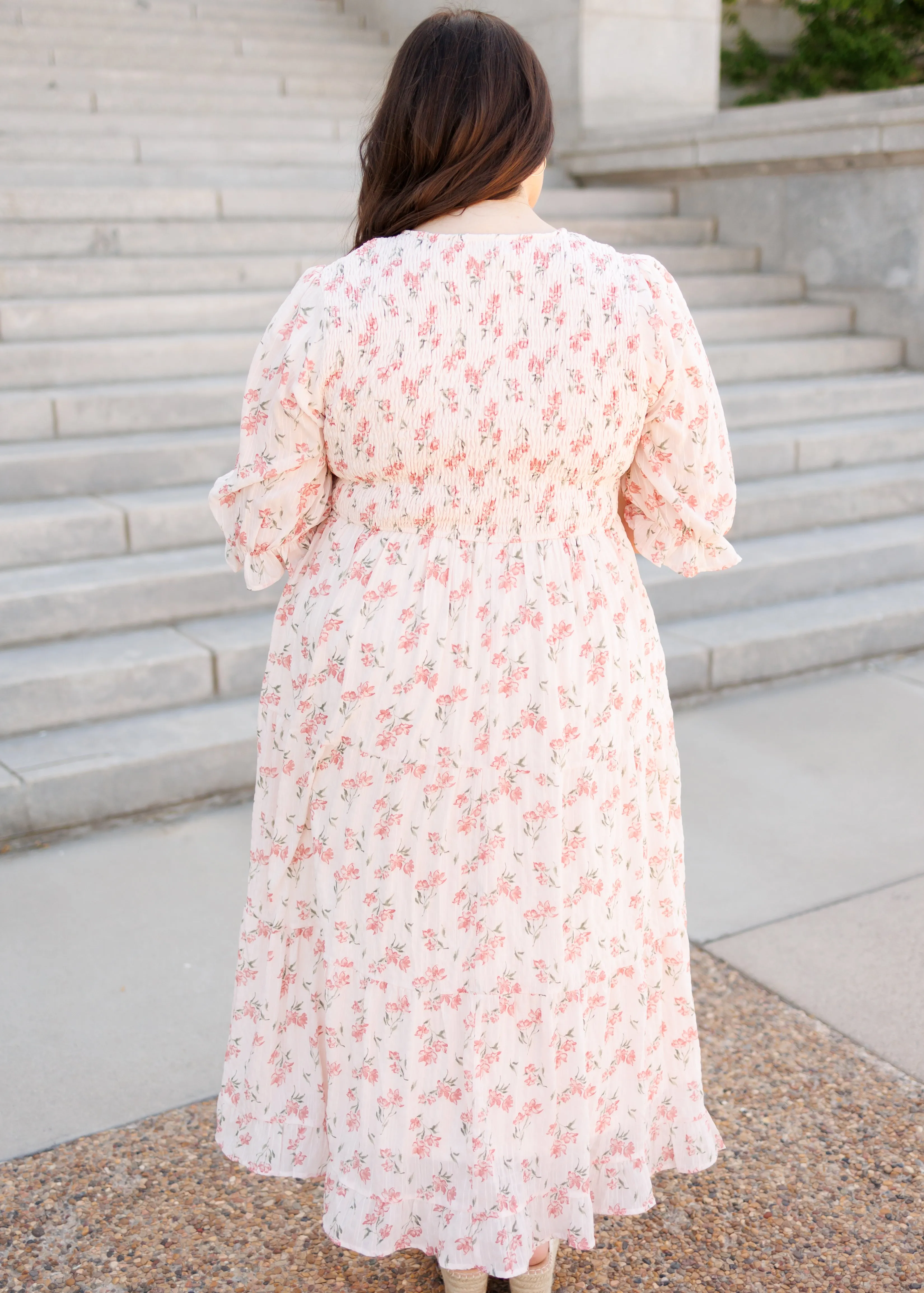Emmie Pink Floral Tiered Dress