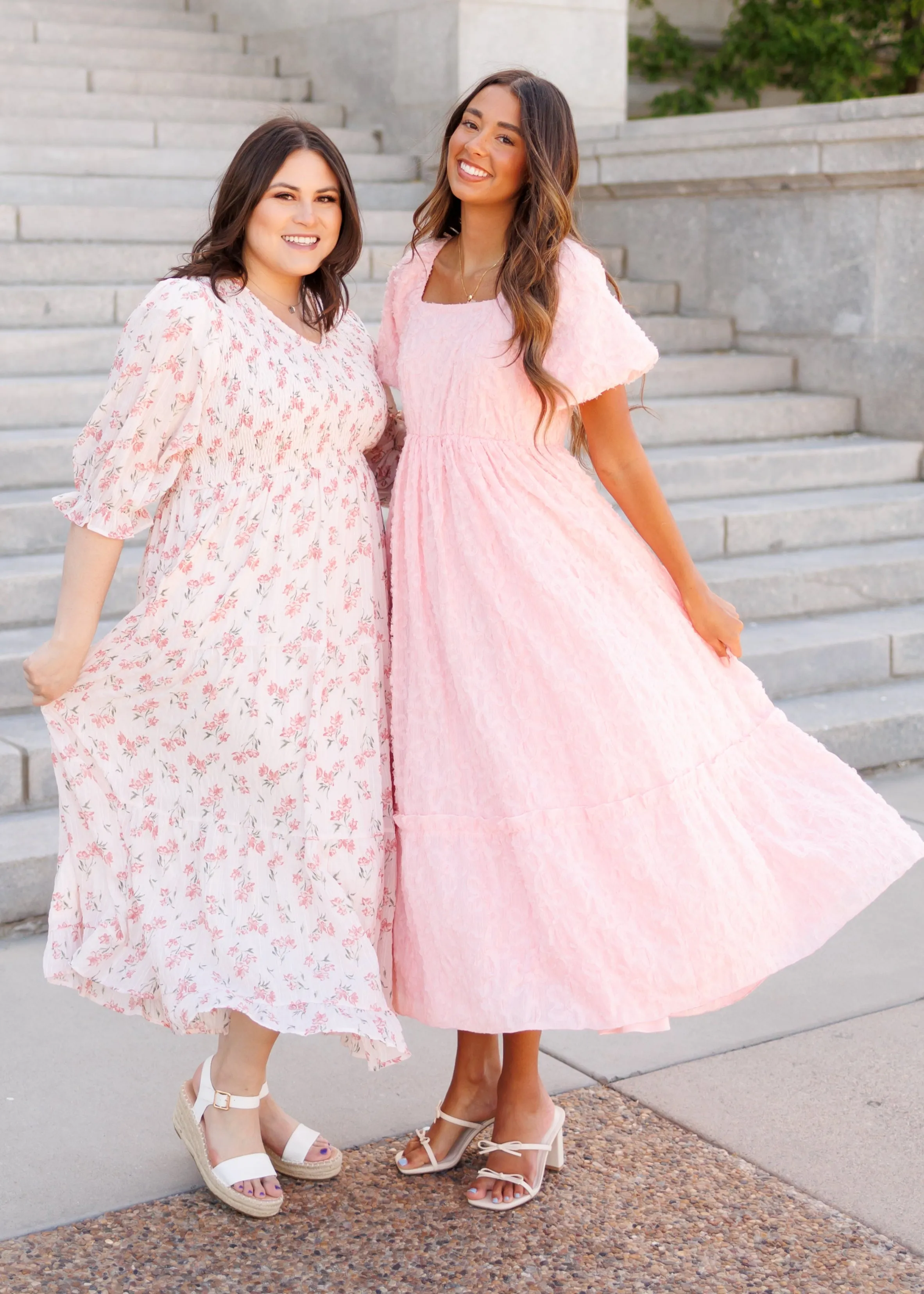 Emmie Pink Floral Tiered Dress