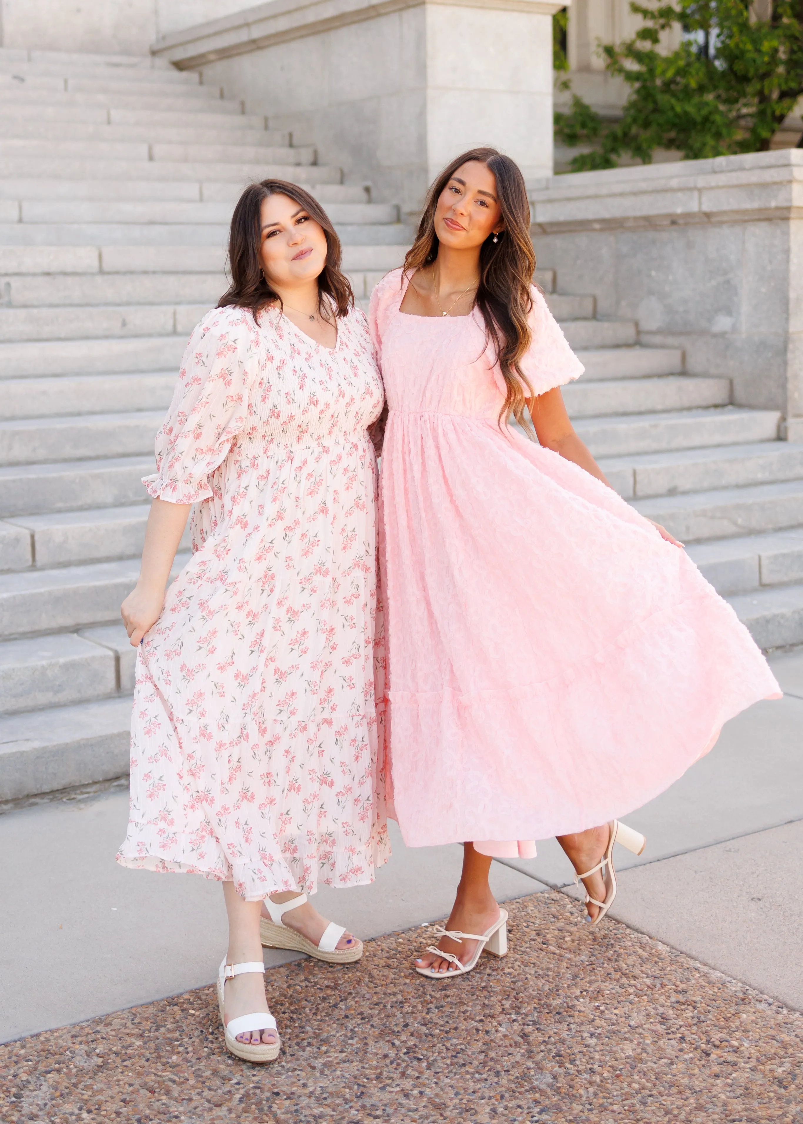 Emmie Pink Floral Tiered Dress
