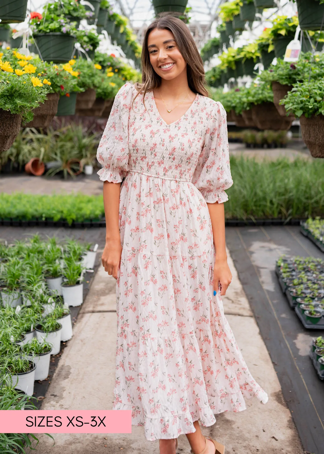 Emmie Pink Floral Tiered Dress