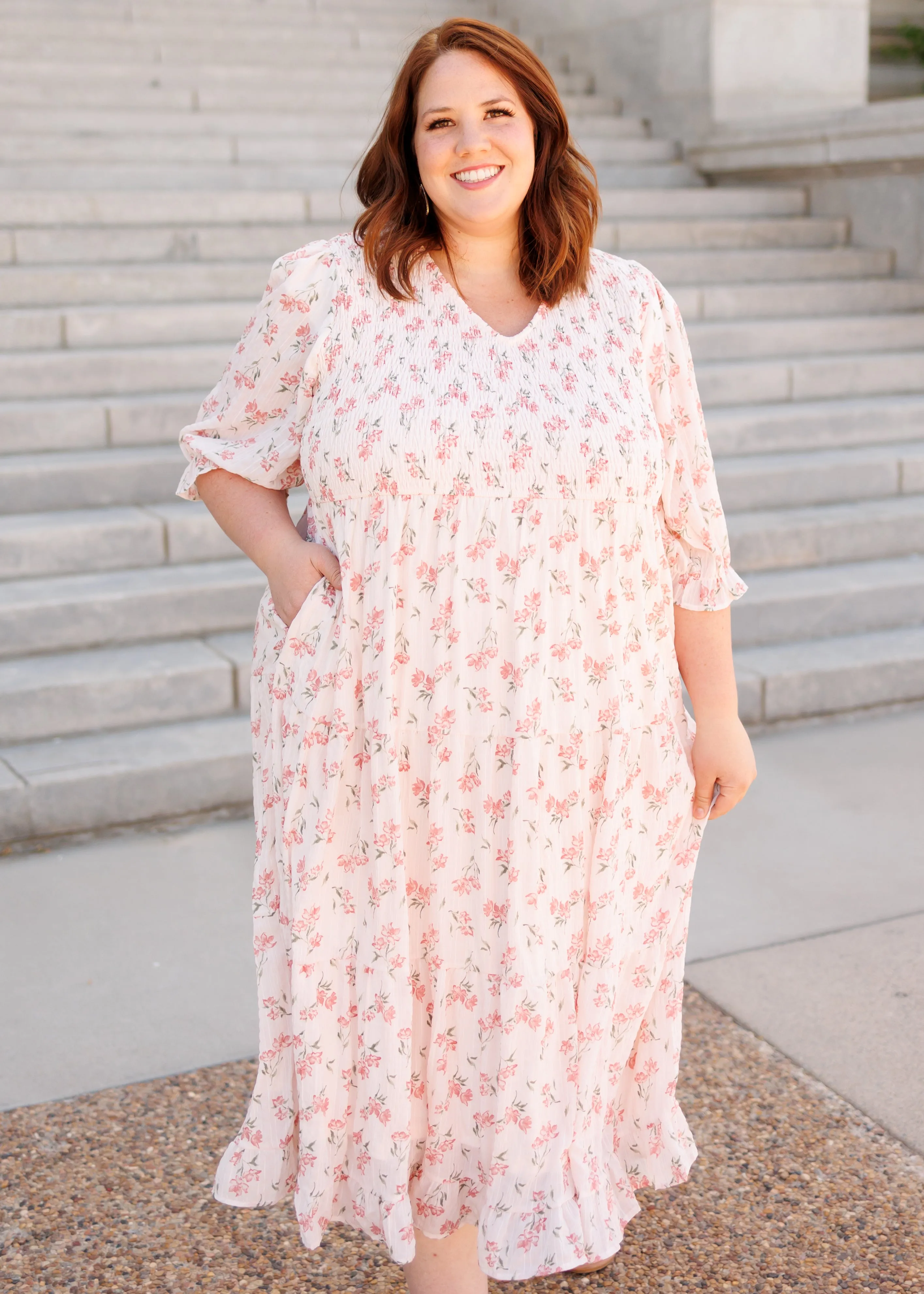 Emmie Pink Floral Tiered Dress