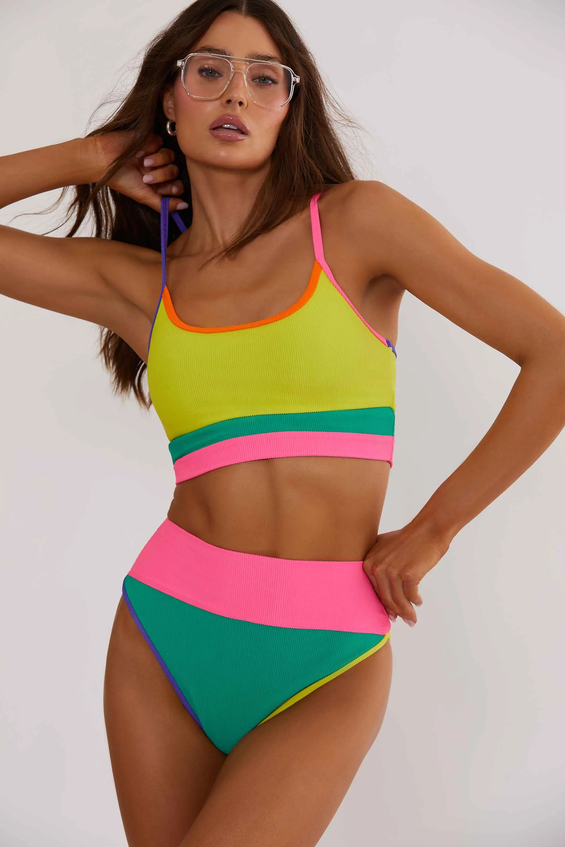 Emmy Bottom Technicolor Colorblock Beach Riot