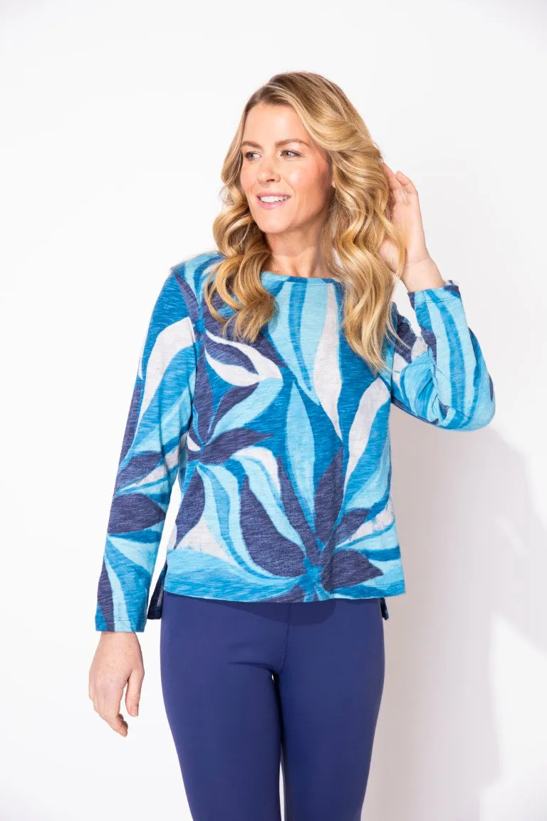 Escape by Habitat Lapis Flower Step Hem Boxy Cotton Tee