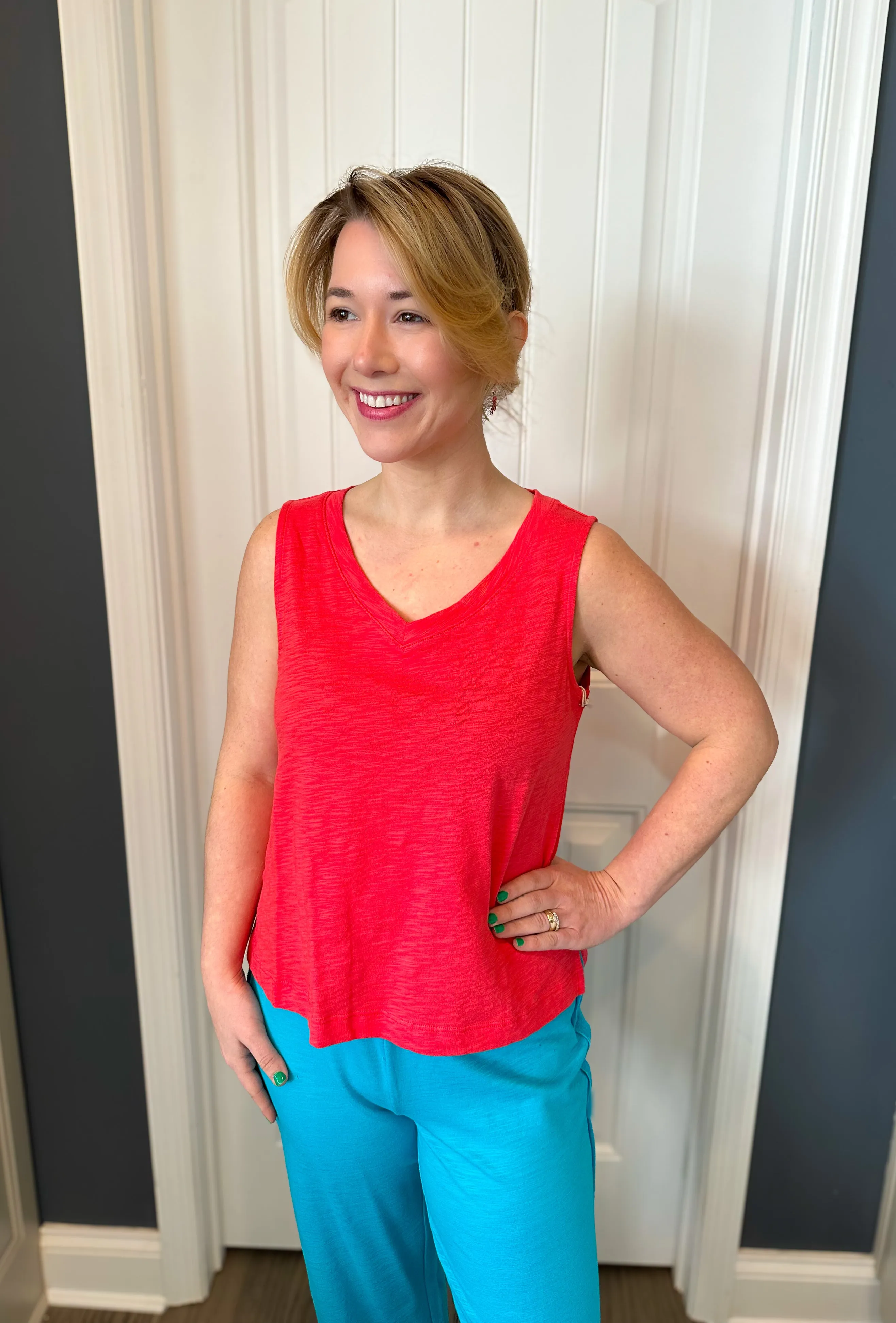 Escape by Habitat Punch Cotton V-Neck Tank
