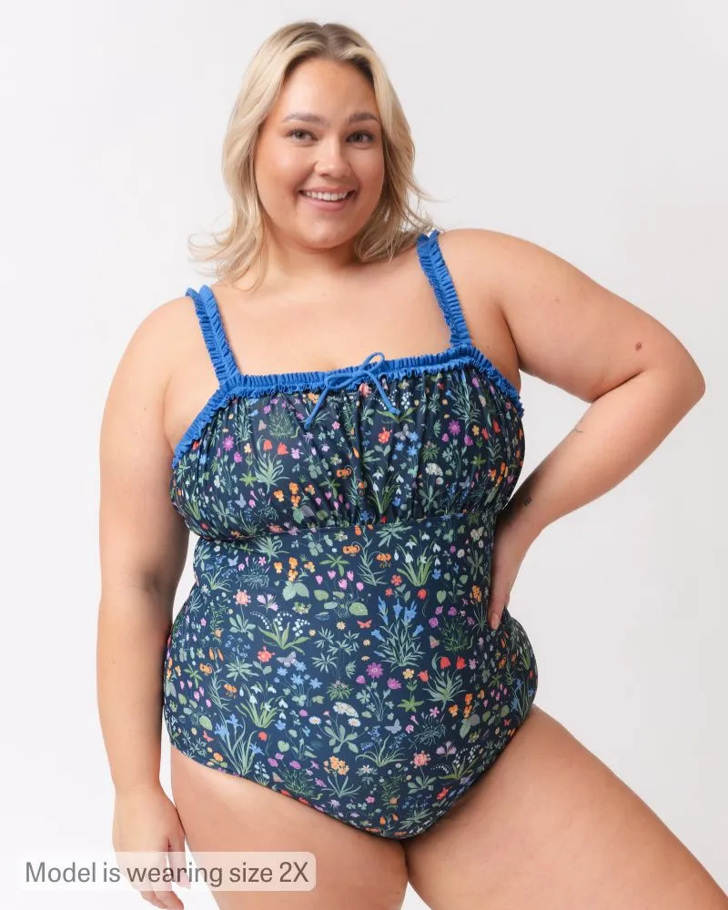 Forage Floral Ruffle-Strap One-Piece