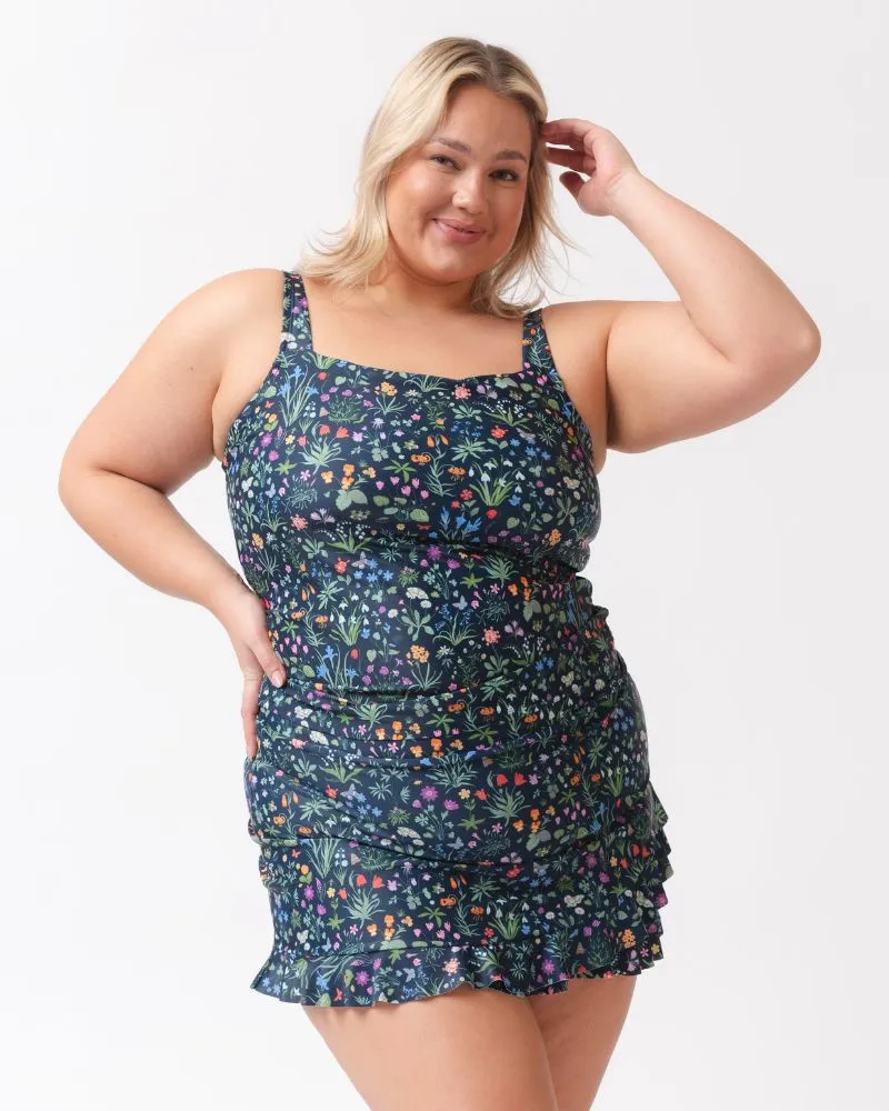 Forage Floral Square Neck Tankini Top