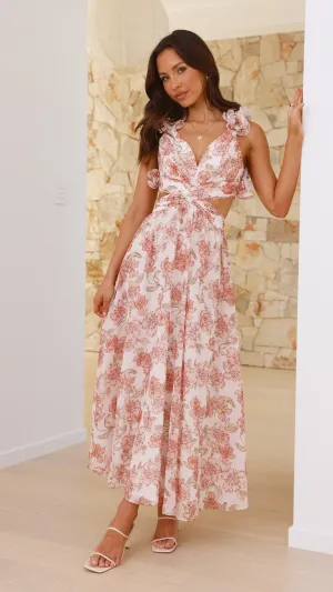 Galilhai Maxi Dress - Peach Floral Billy J