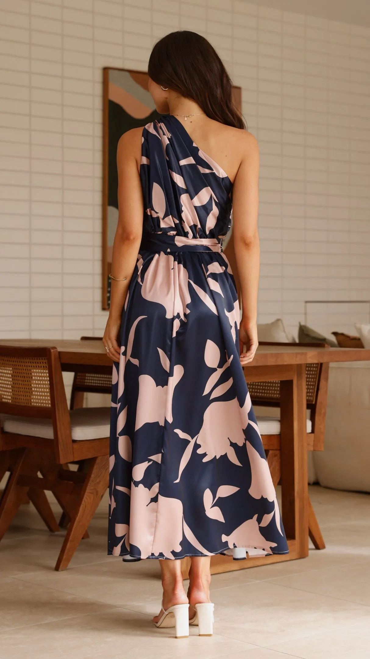 Hadas Maxi Dress - Navy/Pink Print Billy J