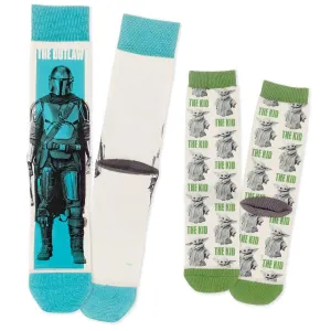 Hallmark Star Wars: The Mandalorian and Grogu Adult and Child Novelty Crew Socks, Set of 2