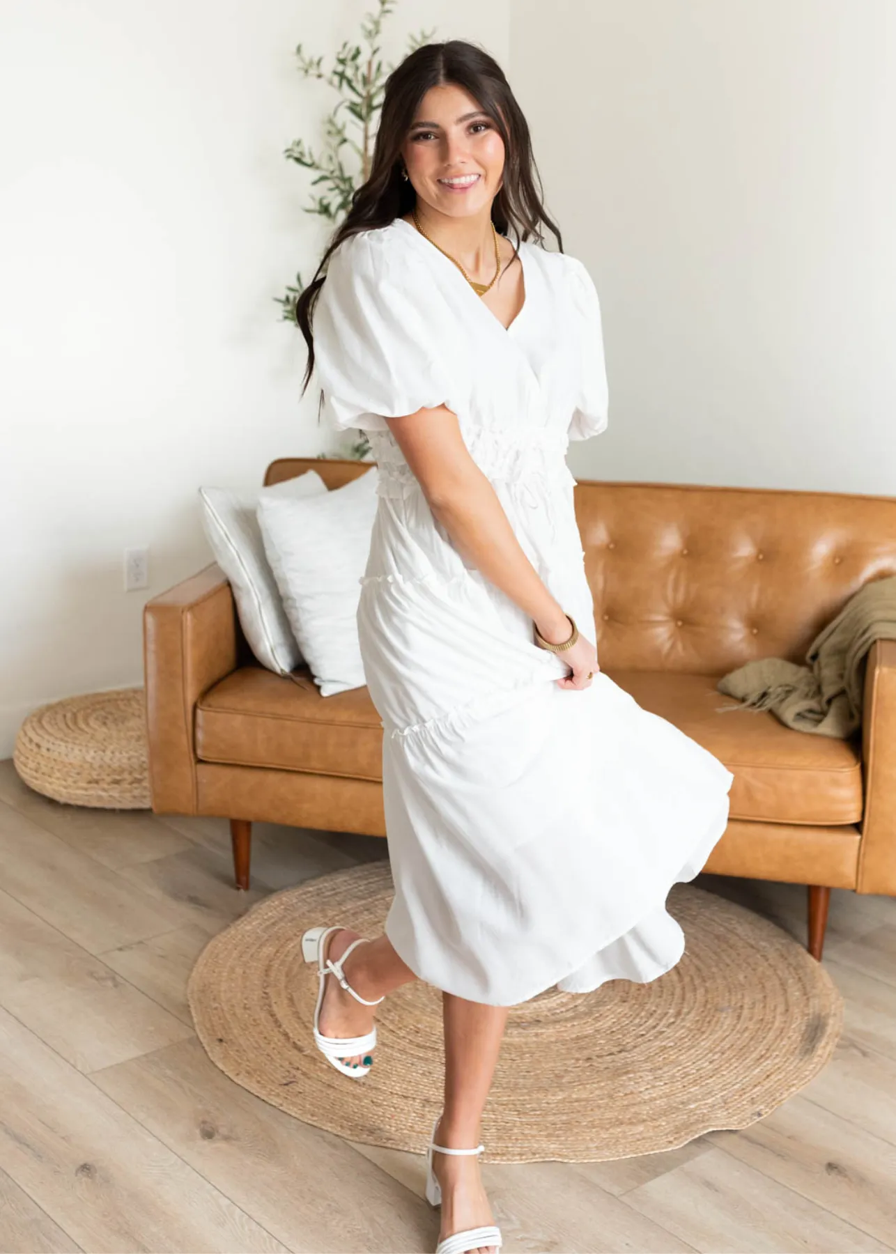Joanne Ivory V Neck Dress