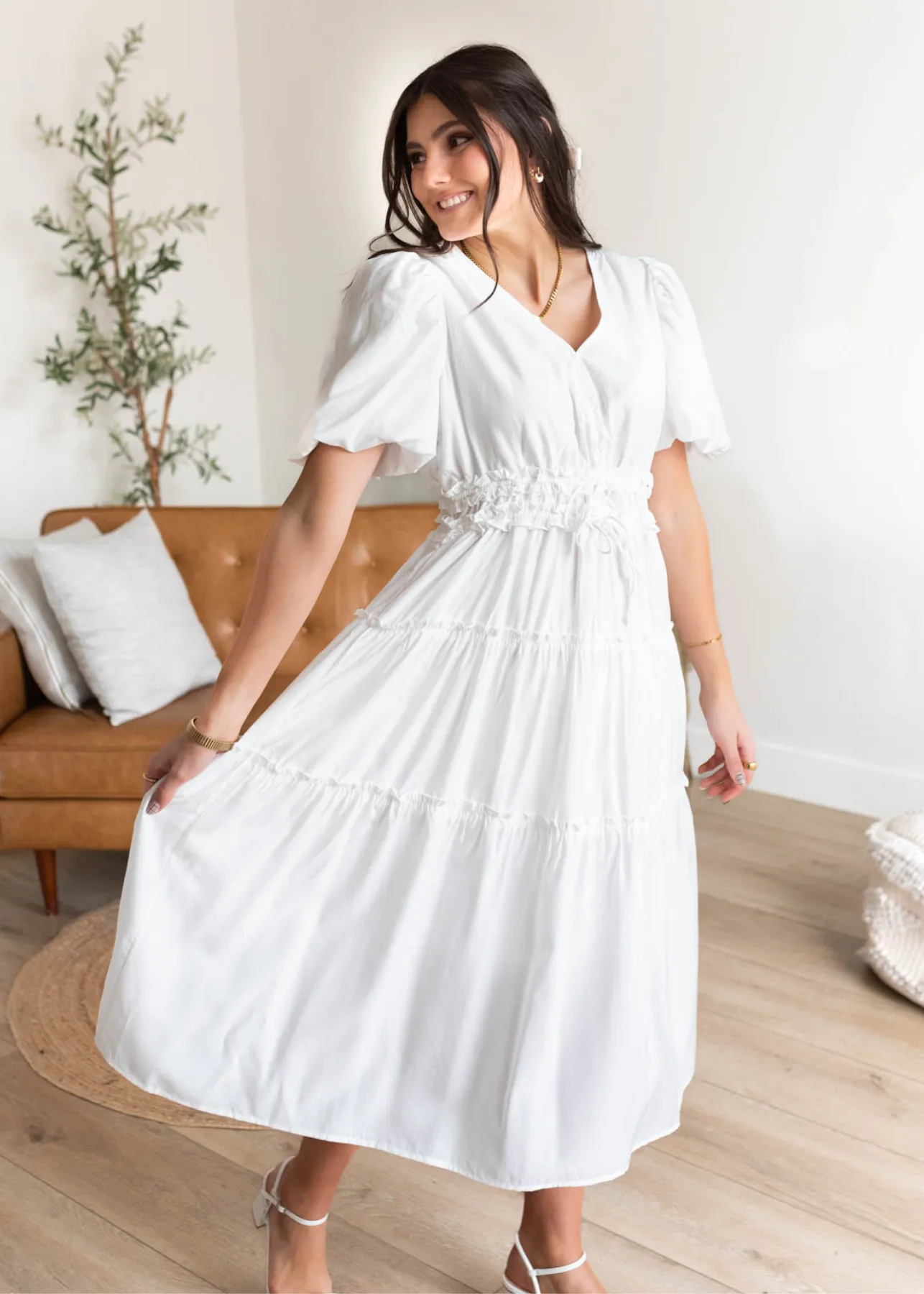 Joanne Ivory V Neck Dress