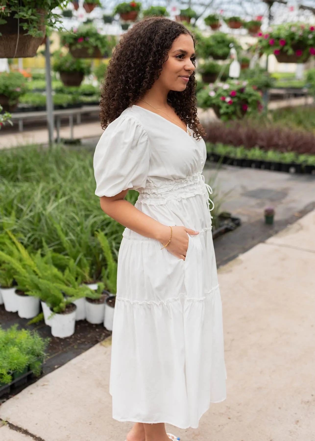 Joanne Ivory V Neck Dress
