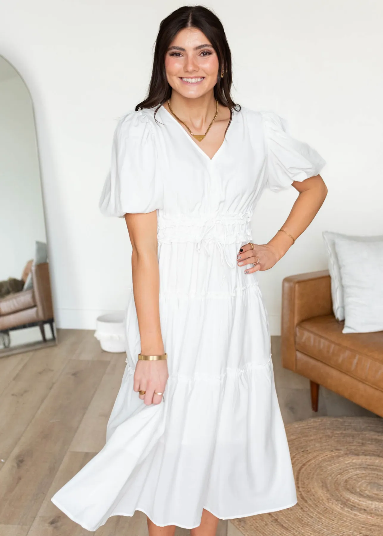 Joanne Ivory V Neck Dress