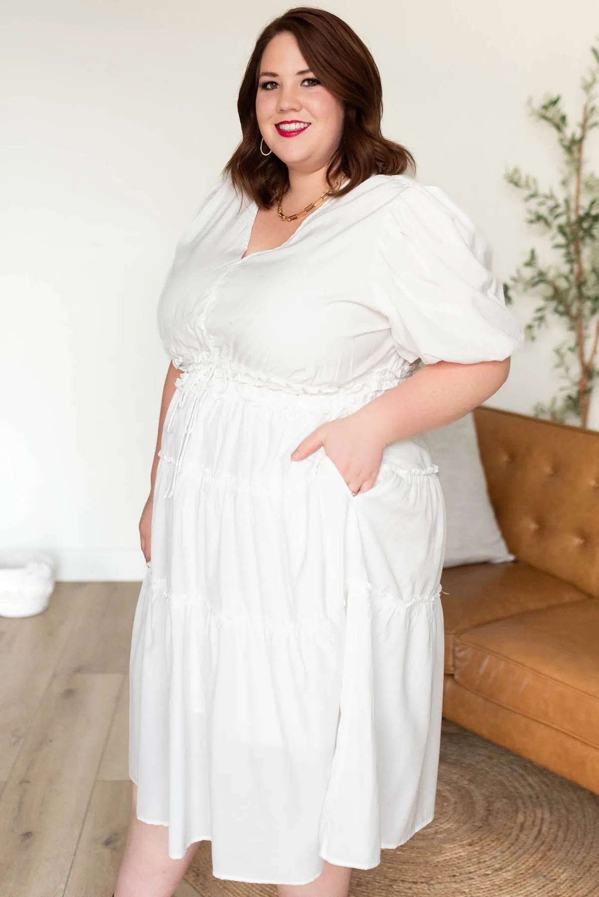 Joanne Ivory V Neck Dress