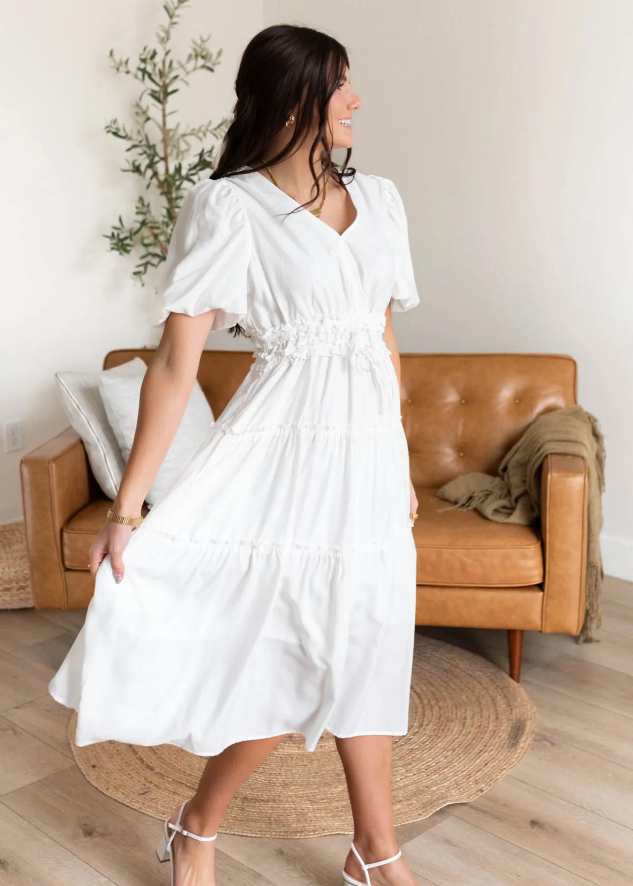 Joanne Ivory V Neck Dress