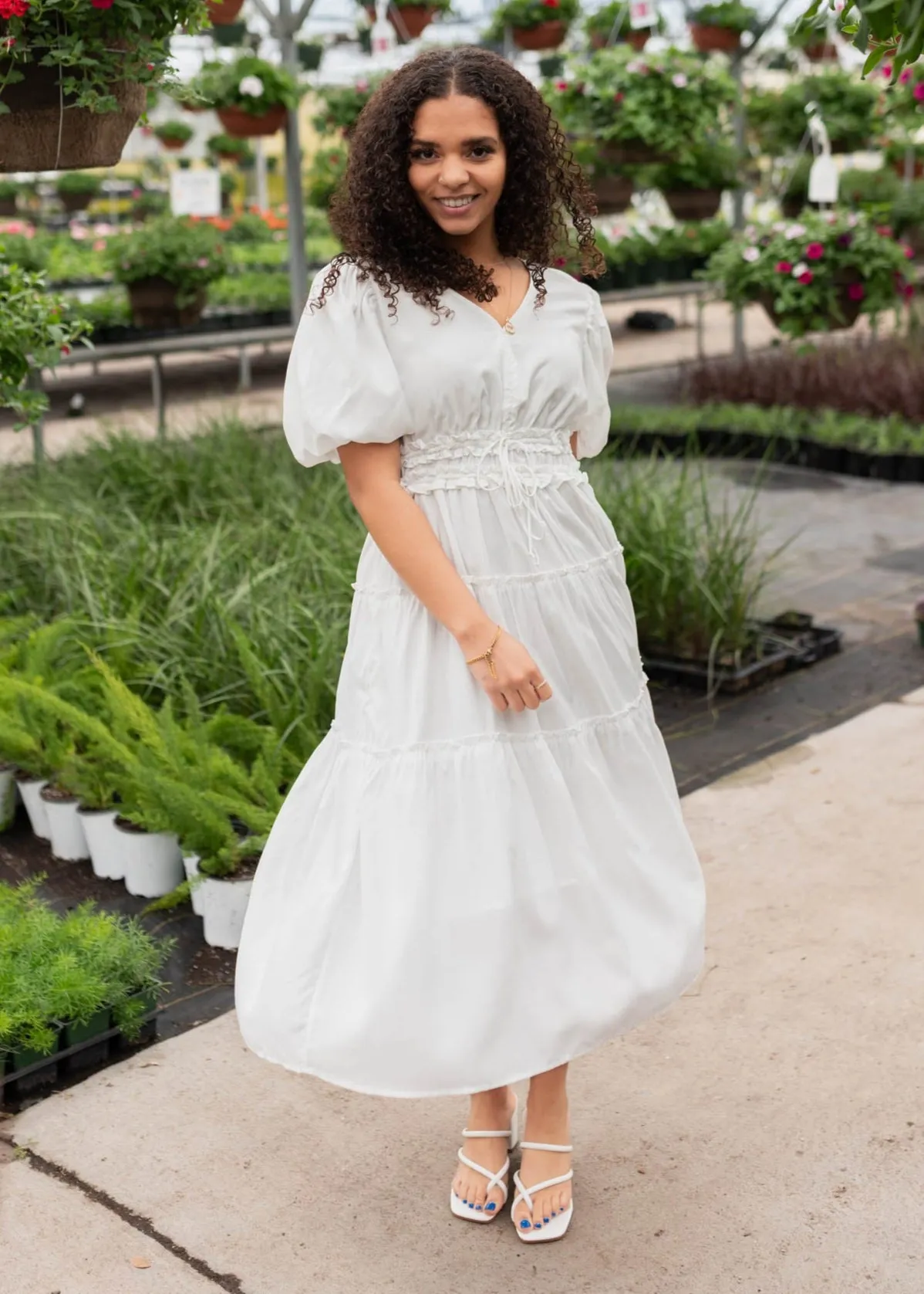 Joanne Ivory V Neck Dress