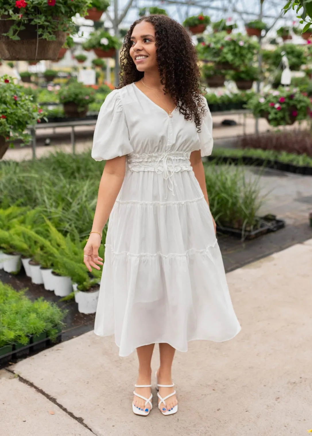Joanne Ivory V Neck Dress