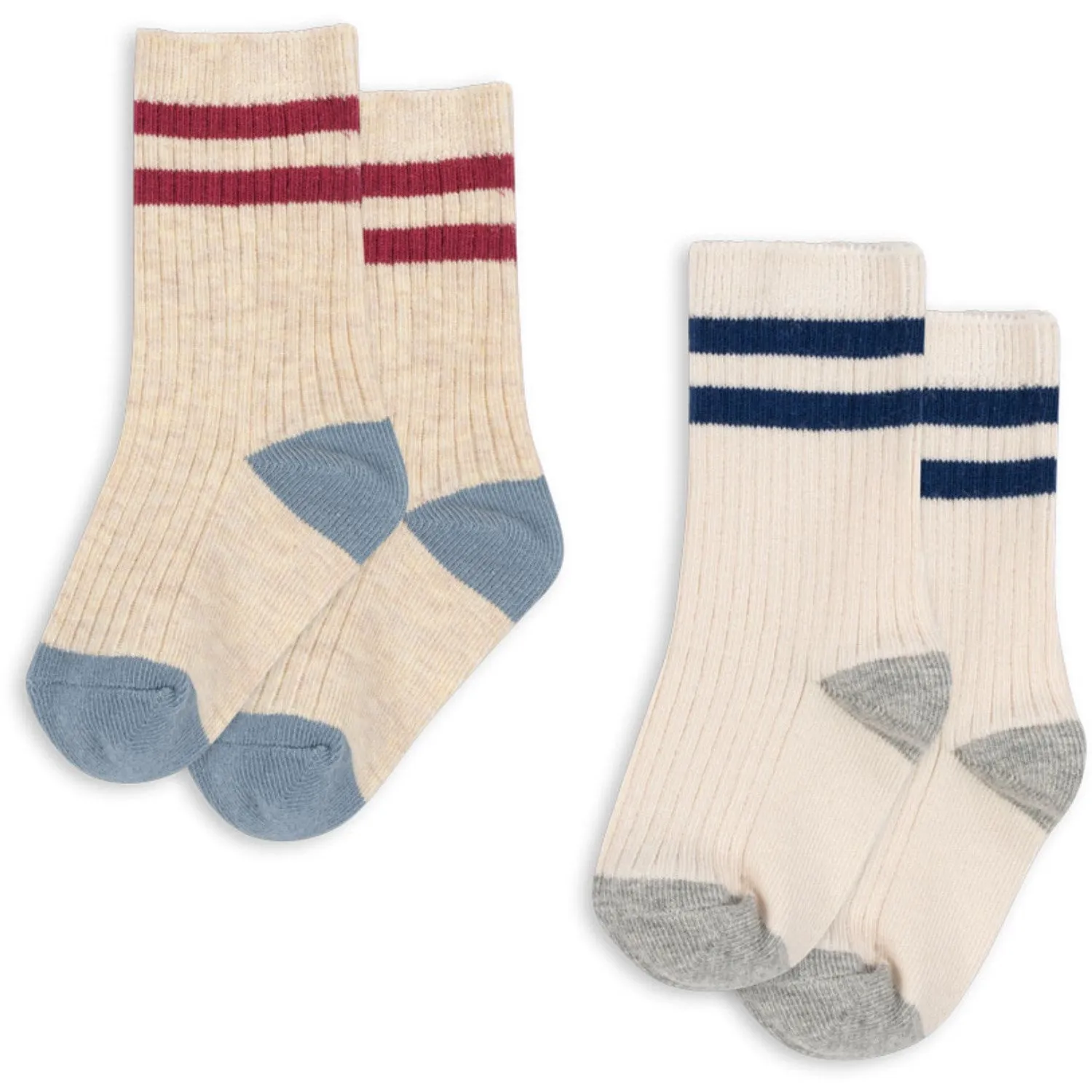 Konges Sløjd Off White/Multi Strip 2 Pack Rib Socks