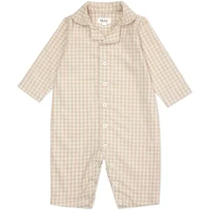 Lalaby Beige Gingham Classic Pj Suit