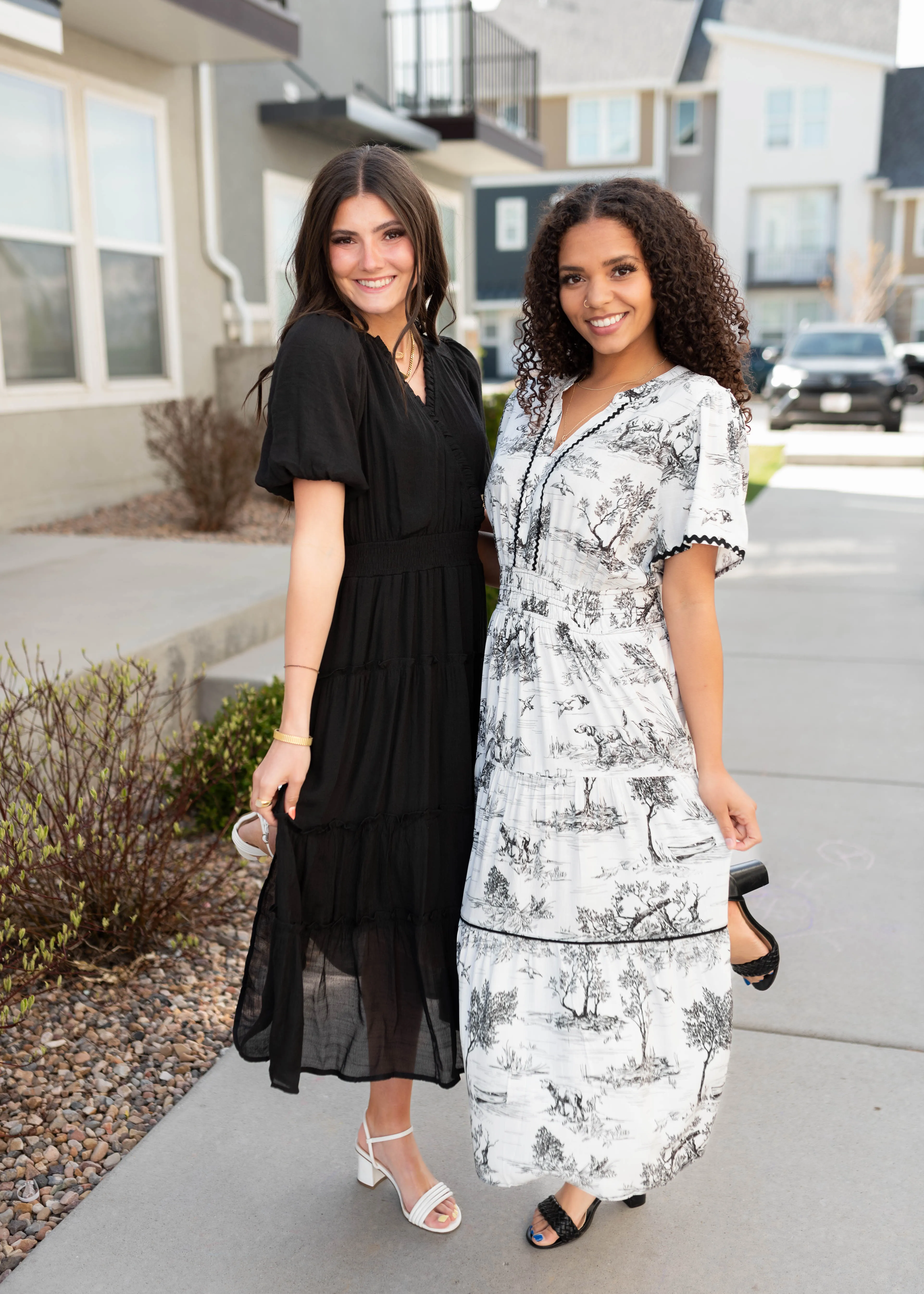 Lindsey Black Puff Sleeve Dress