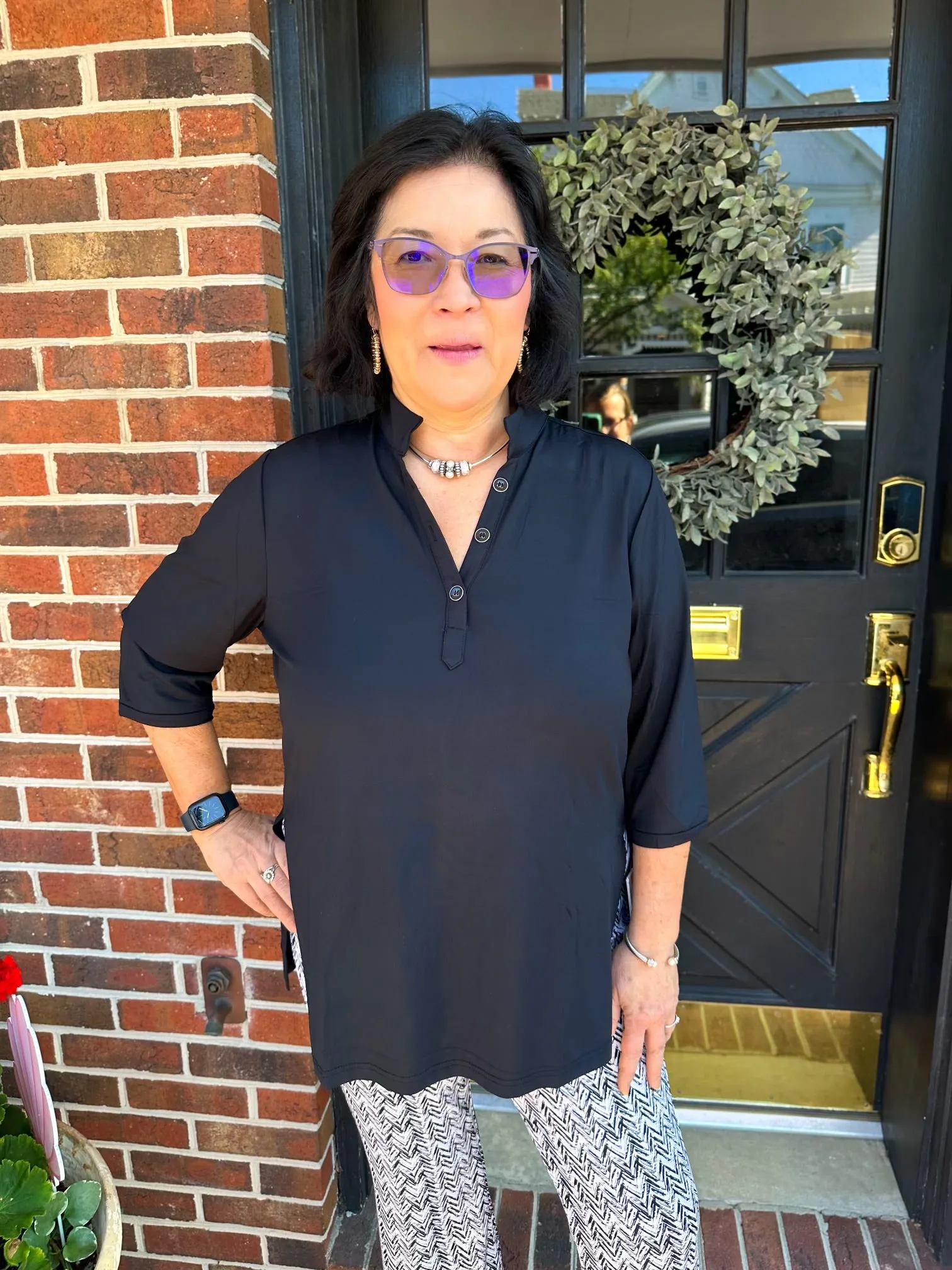 Lulu B Black Button Tunic
