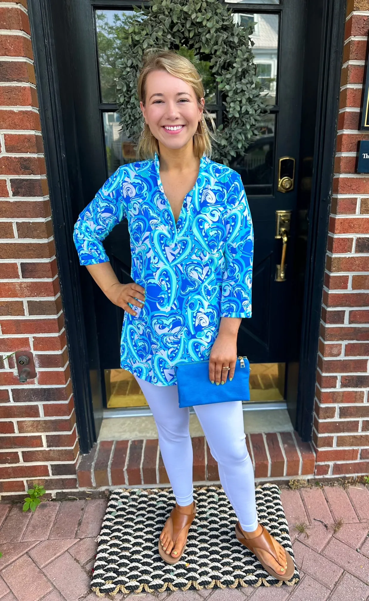 Lulu B Blue Hearts Button Tunic