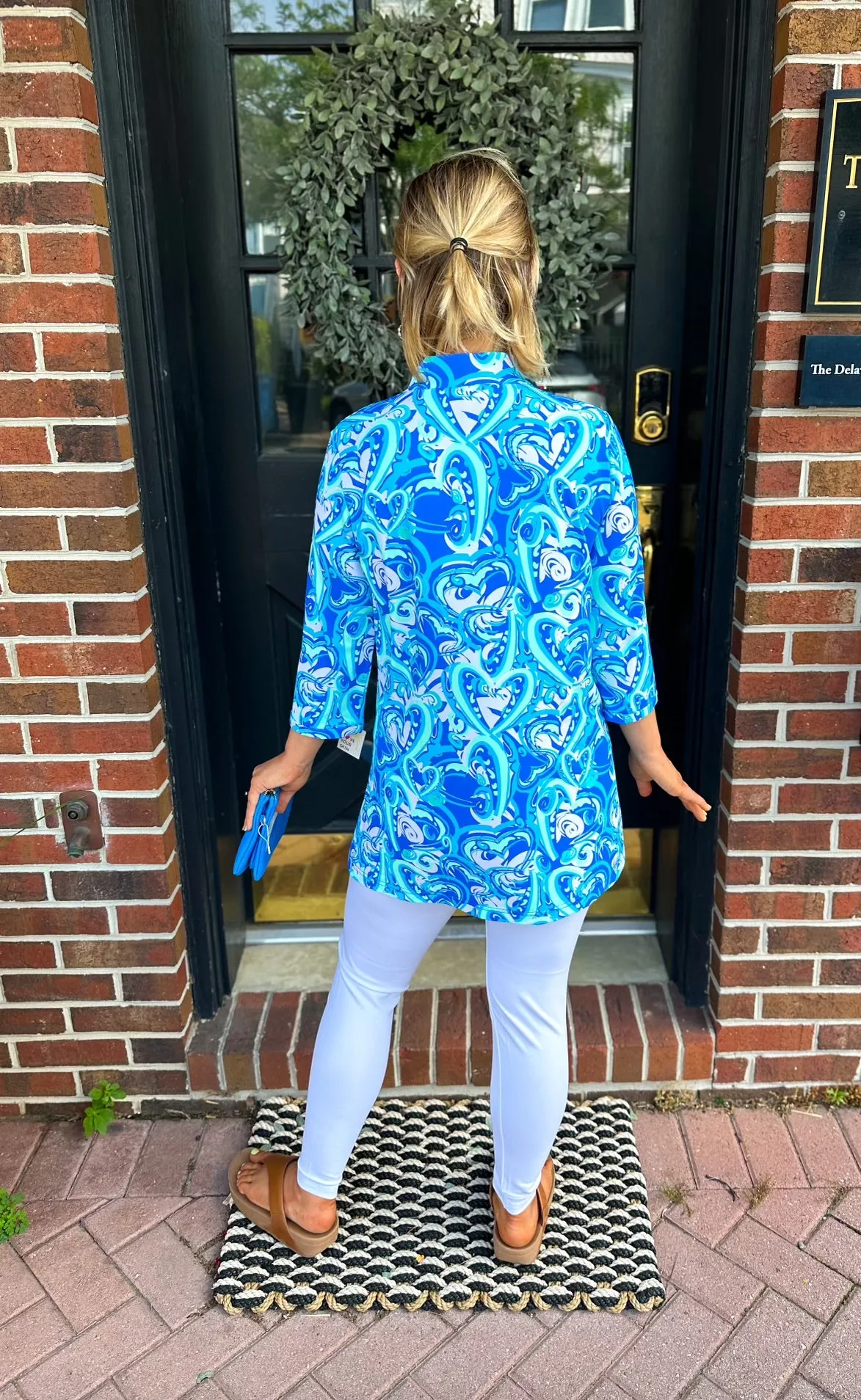 Lulu B Blue Hearts Button Tunic