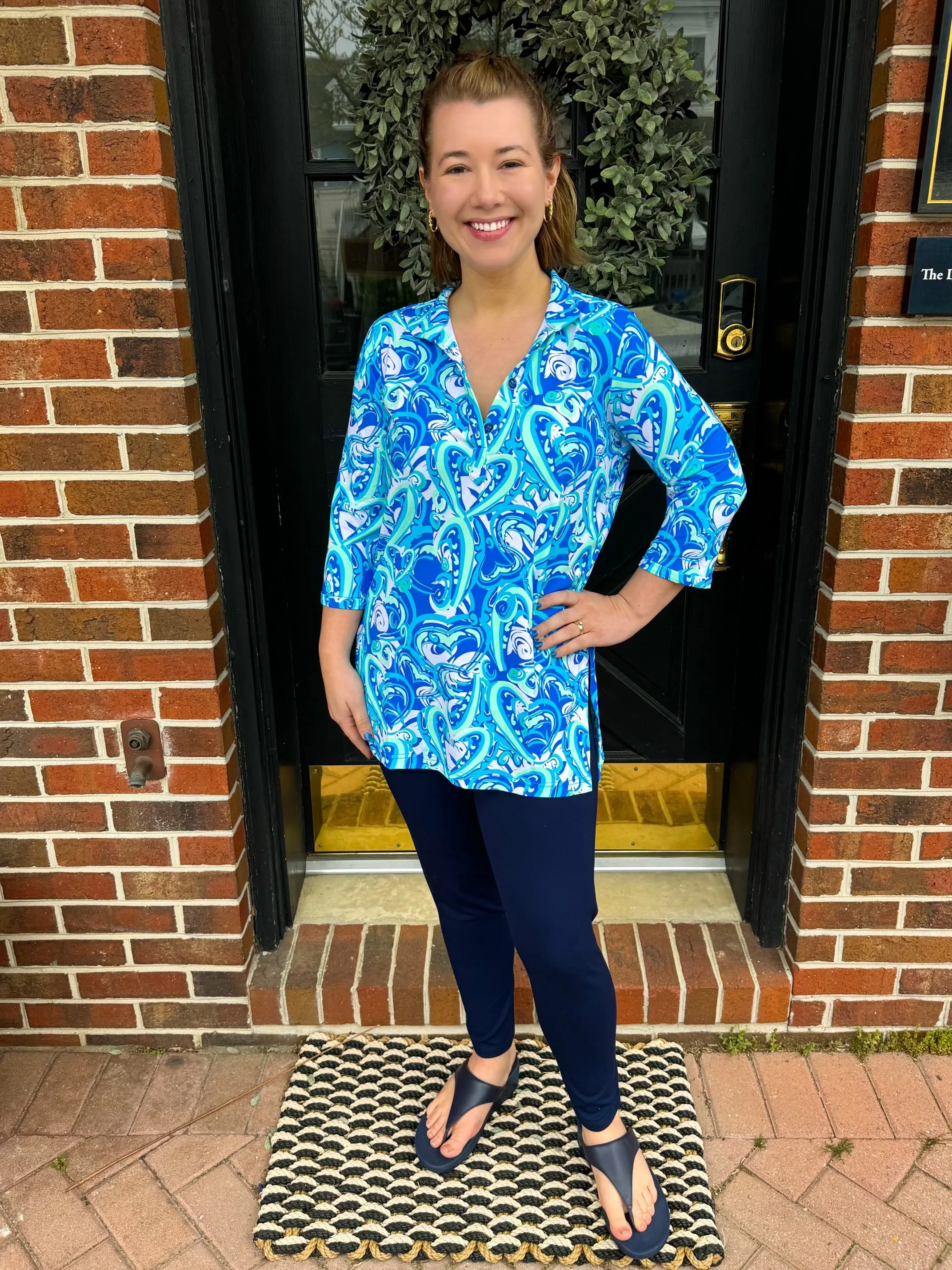 Lulu B Blue Hearts Button Tunic