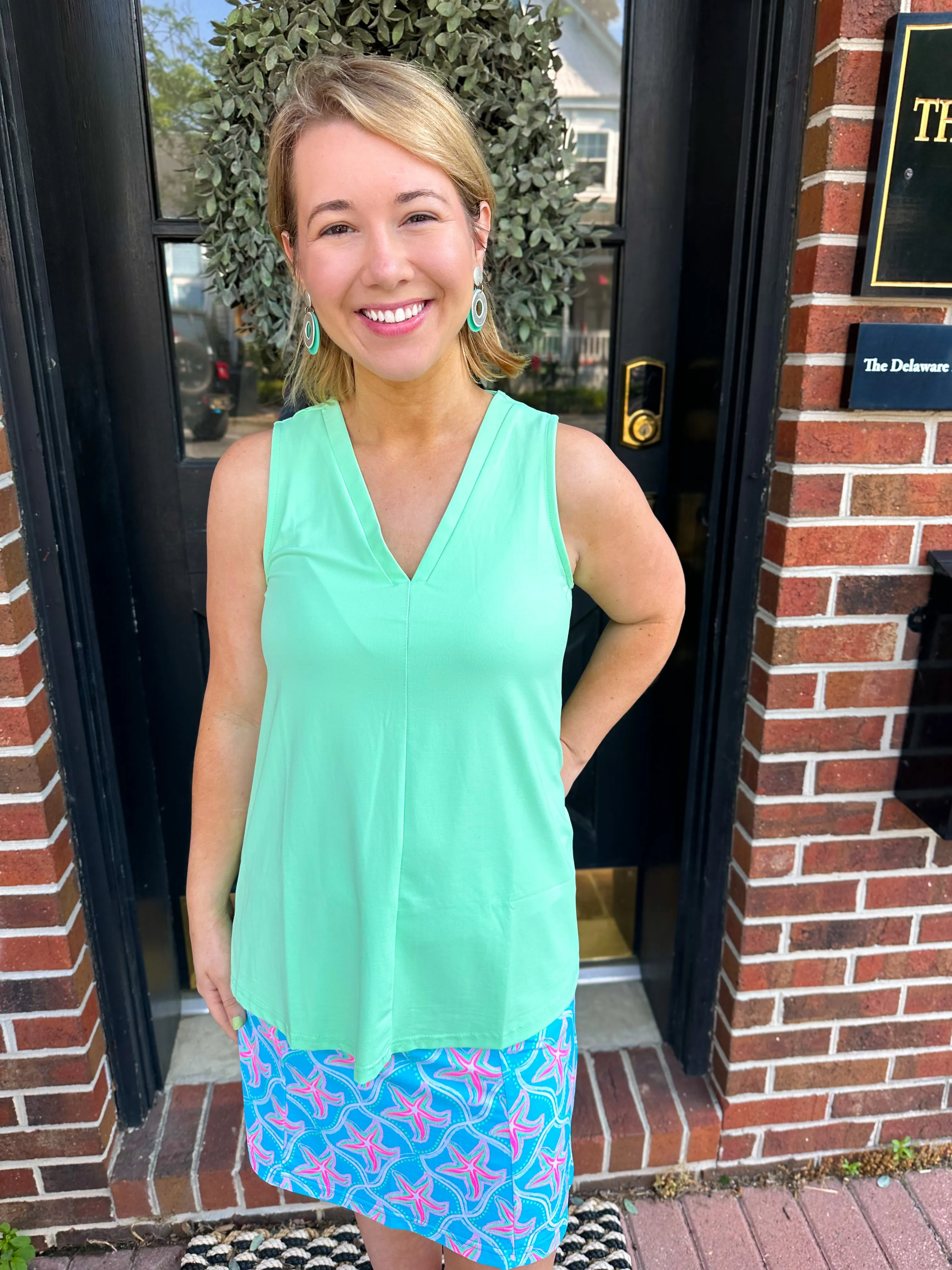 Lulu B Clear Lime Sleeveless V-Neck Top