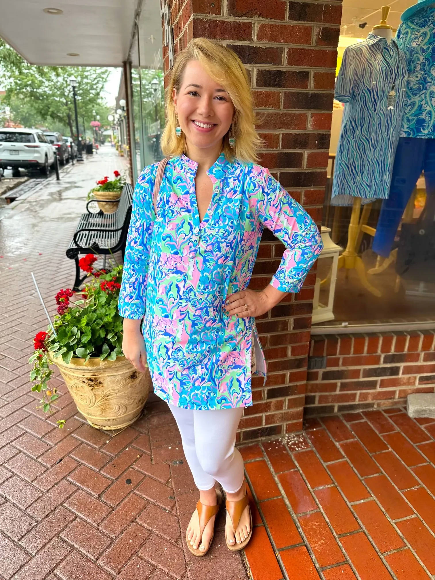 Lulu B Pastel Watercolor Button Tunic