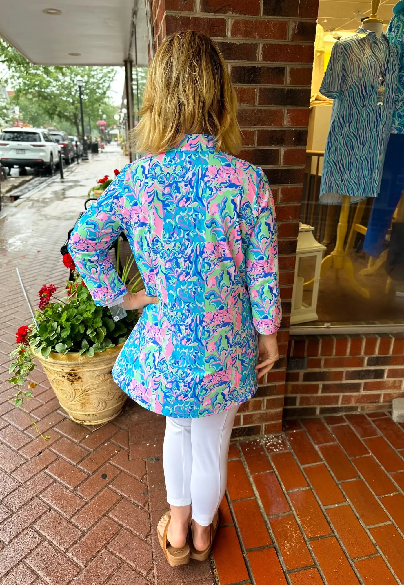 Lulu B Pastel Watercolor Button Tunic