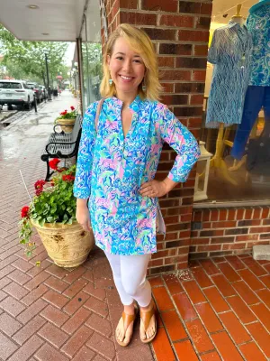 Lulu B Pastel Watercolor Button Tunic