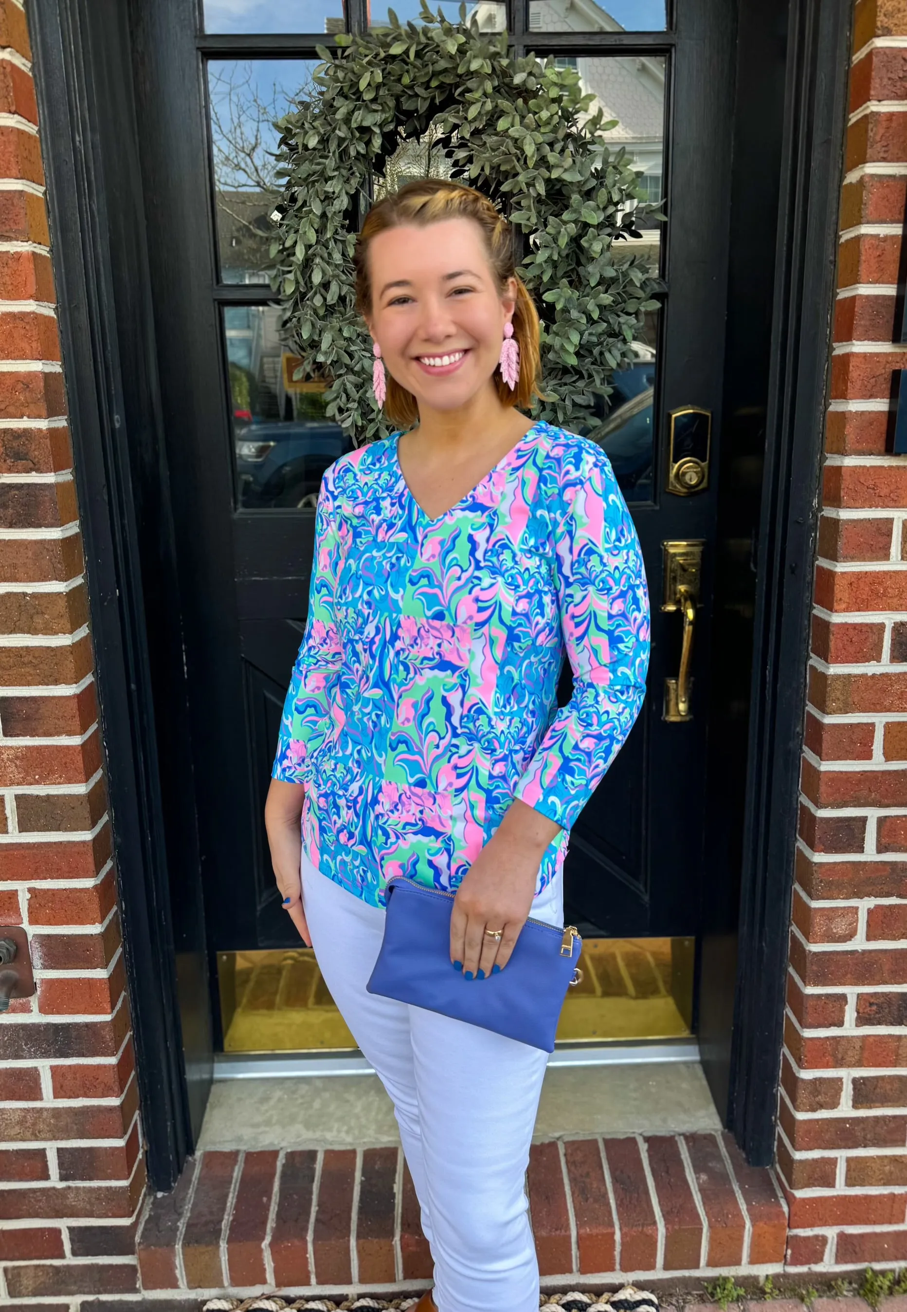 Lulu B Pastel Watercolor V-Neck Top