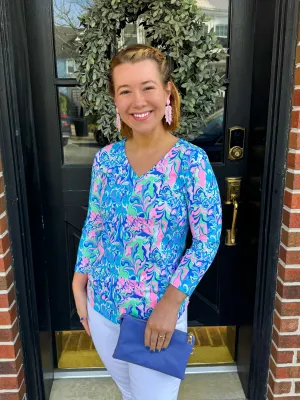 Lulu B Pastel Watercolor V-Neck Top