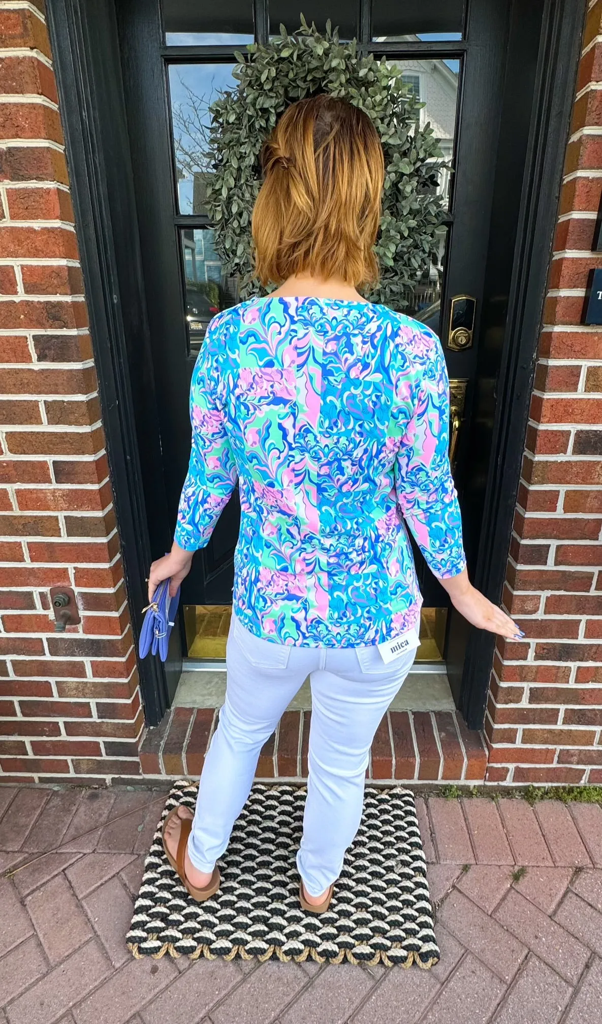 Lulu B Pastel Watercolor V-Neck Top