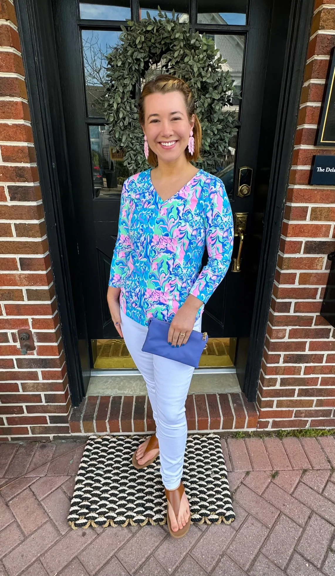 Lulu B Pastel Watercolor V-Neck Top