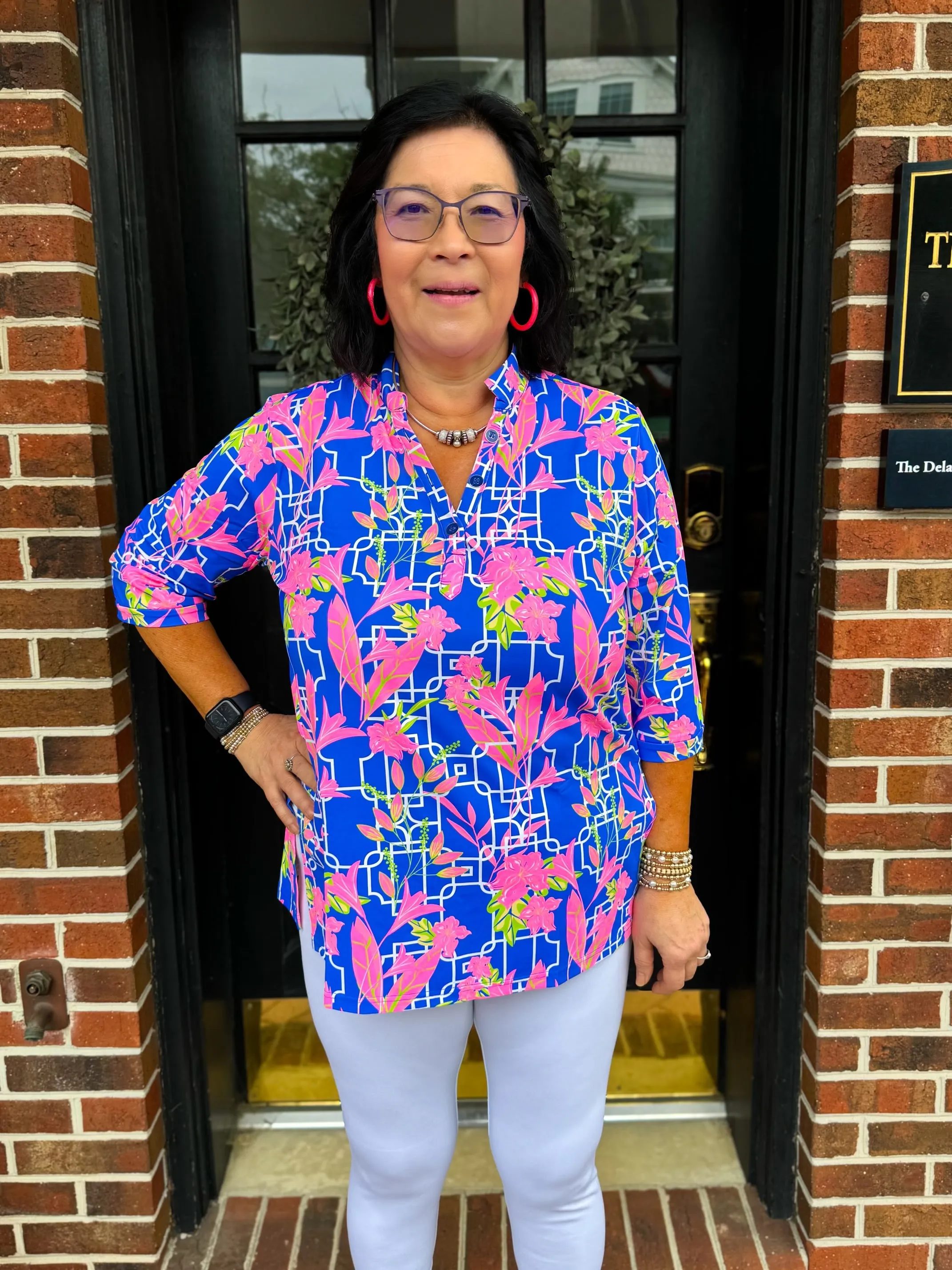 Lulu B Pink Floral Button Tunic