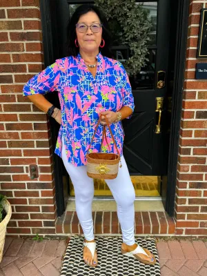 Lulu B Pink Floral Button Tunic
