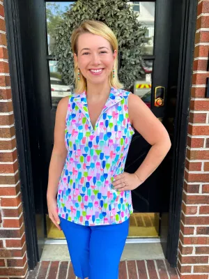 Lulu B White Wine Sleeveless Zip Top