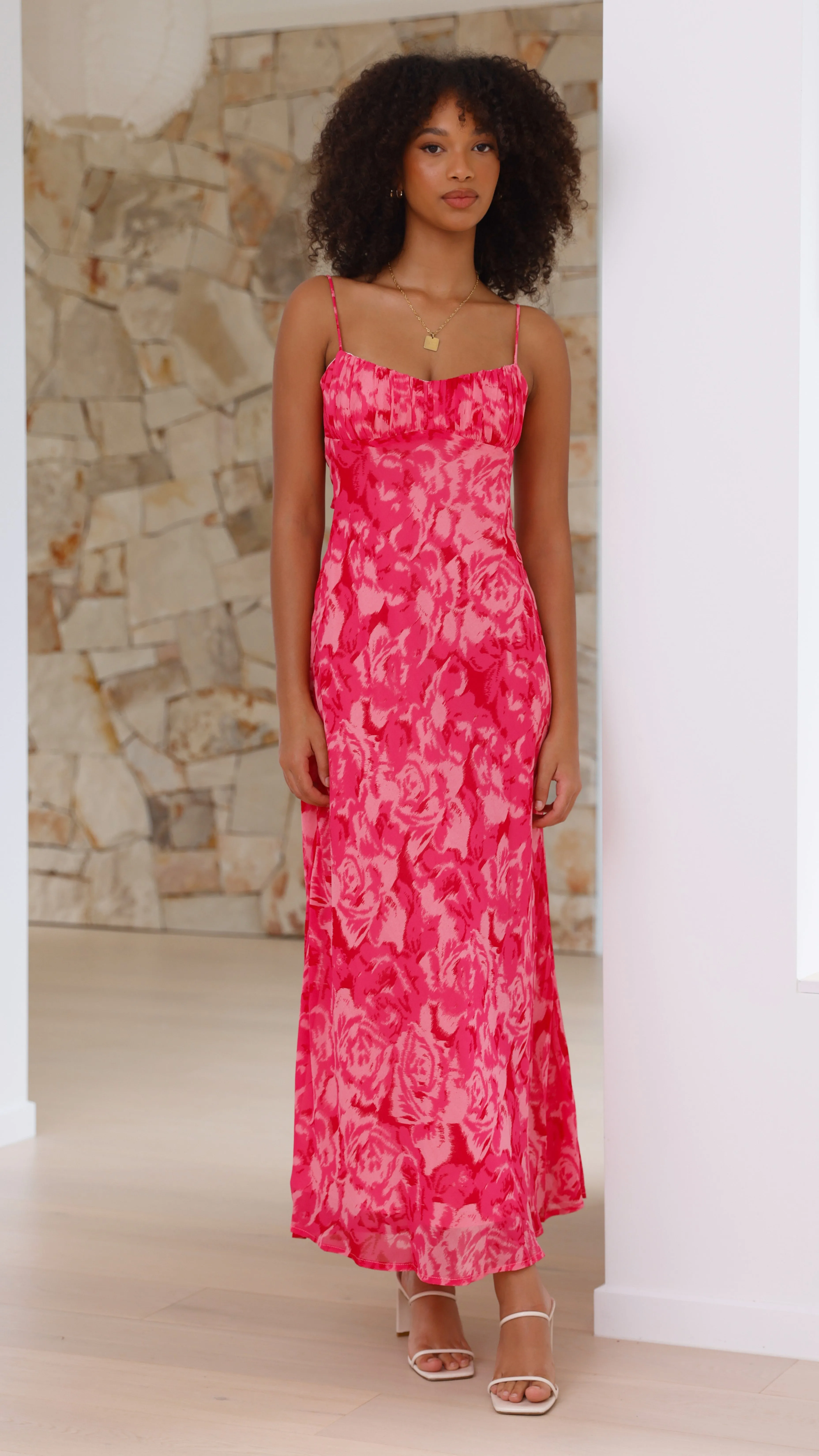 Margie Midi Dress - Pink Floral Billy J