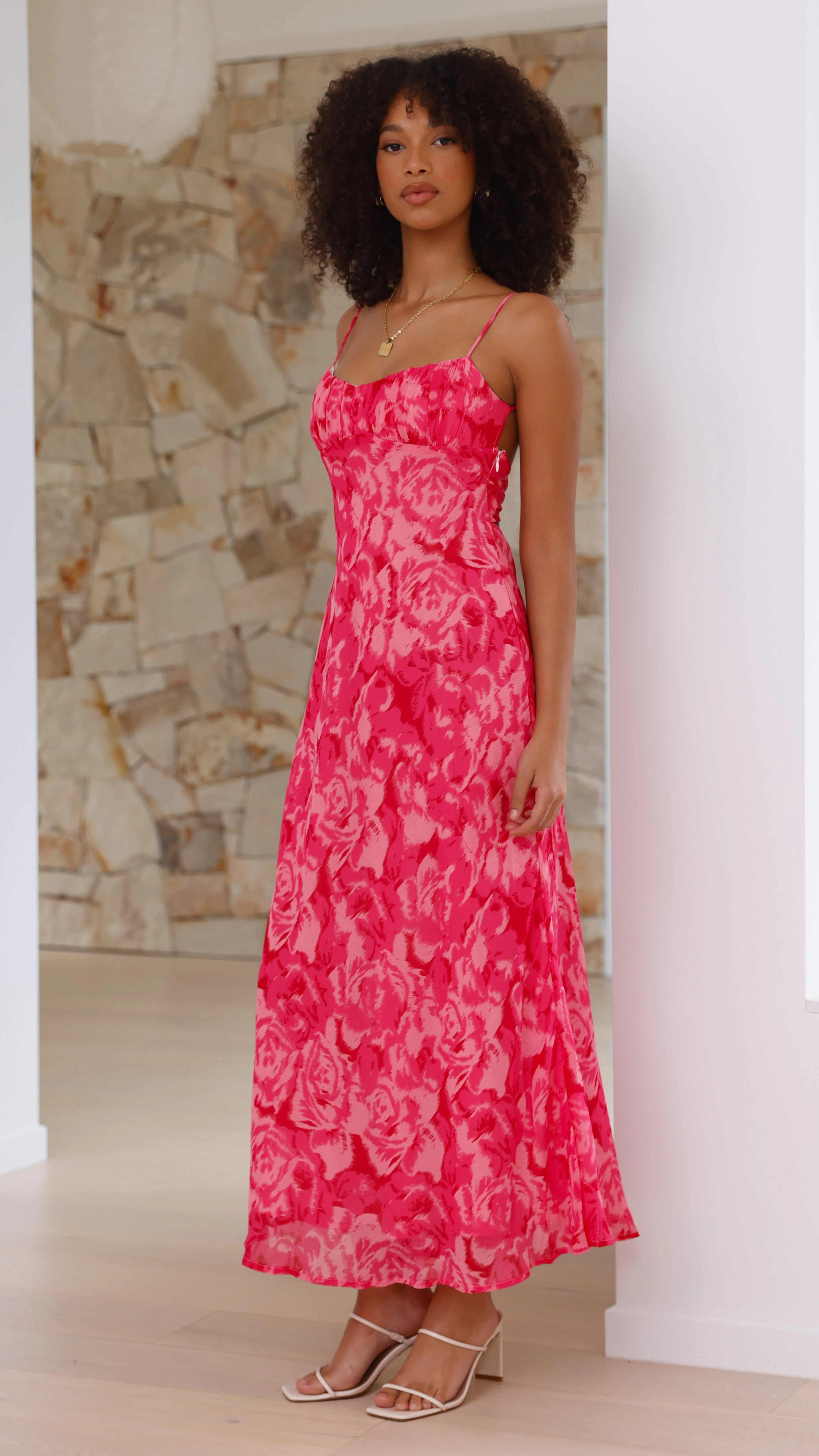 Margie Midi Dress - Pink Floral Billy J