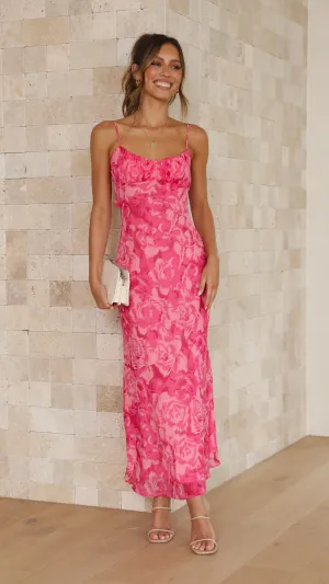 Margie Midi Dress - Pink Floral Billy J
