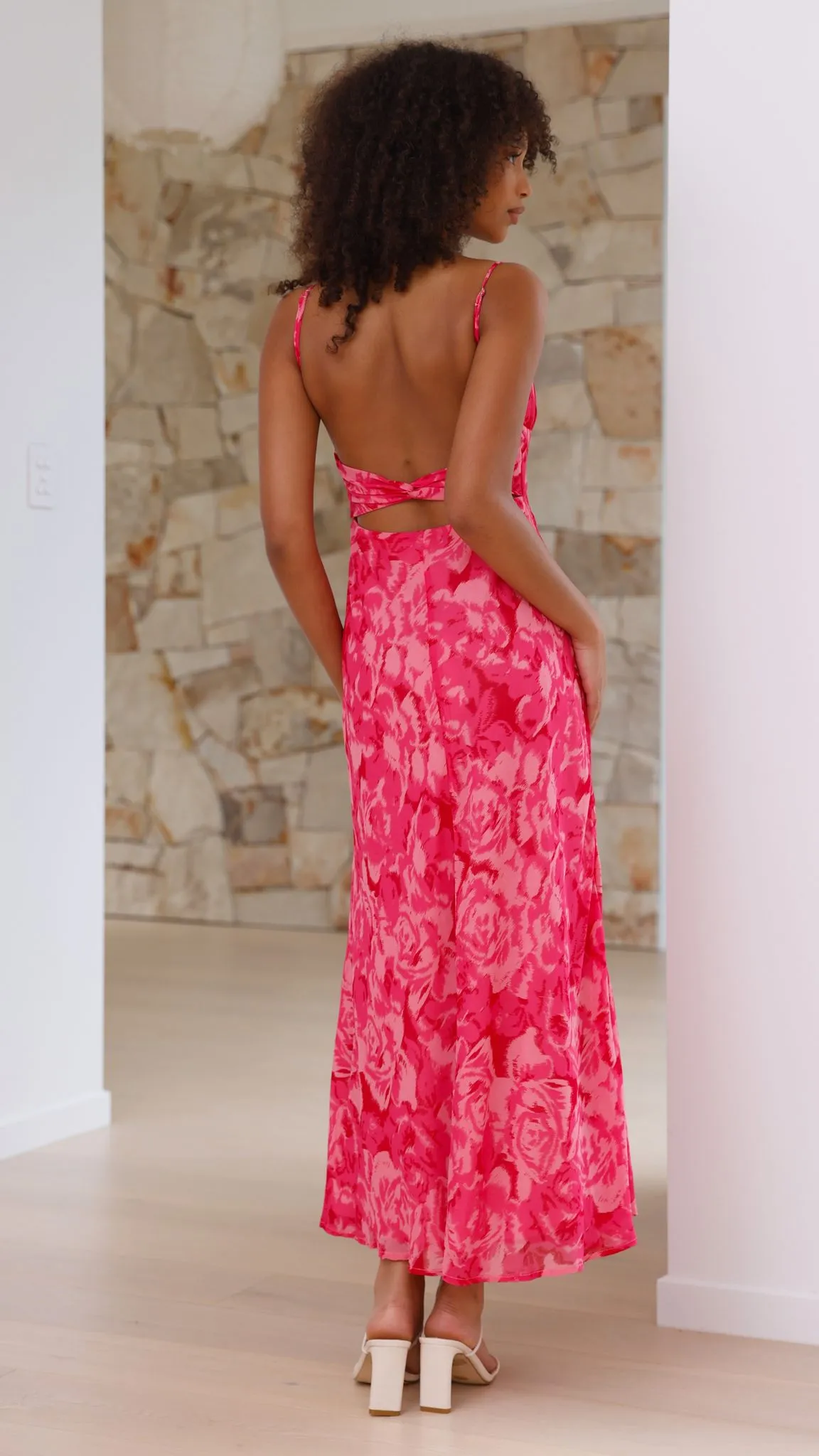 Margie Midi Dress - Pink Floral Billy J