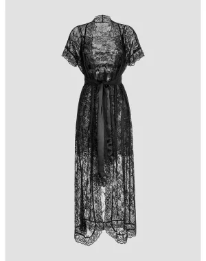 Marianna Lace Peignoir | Black TOGAS