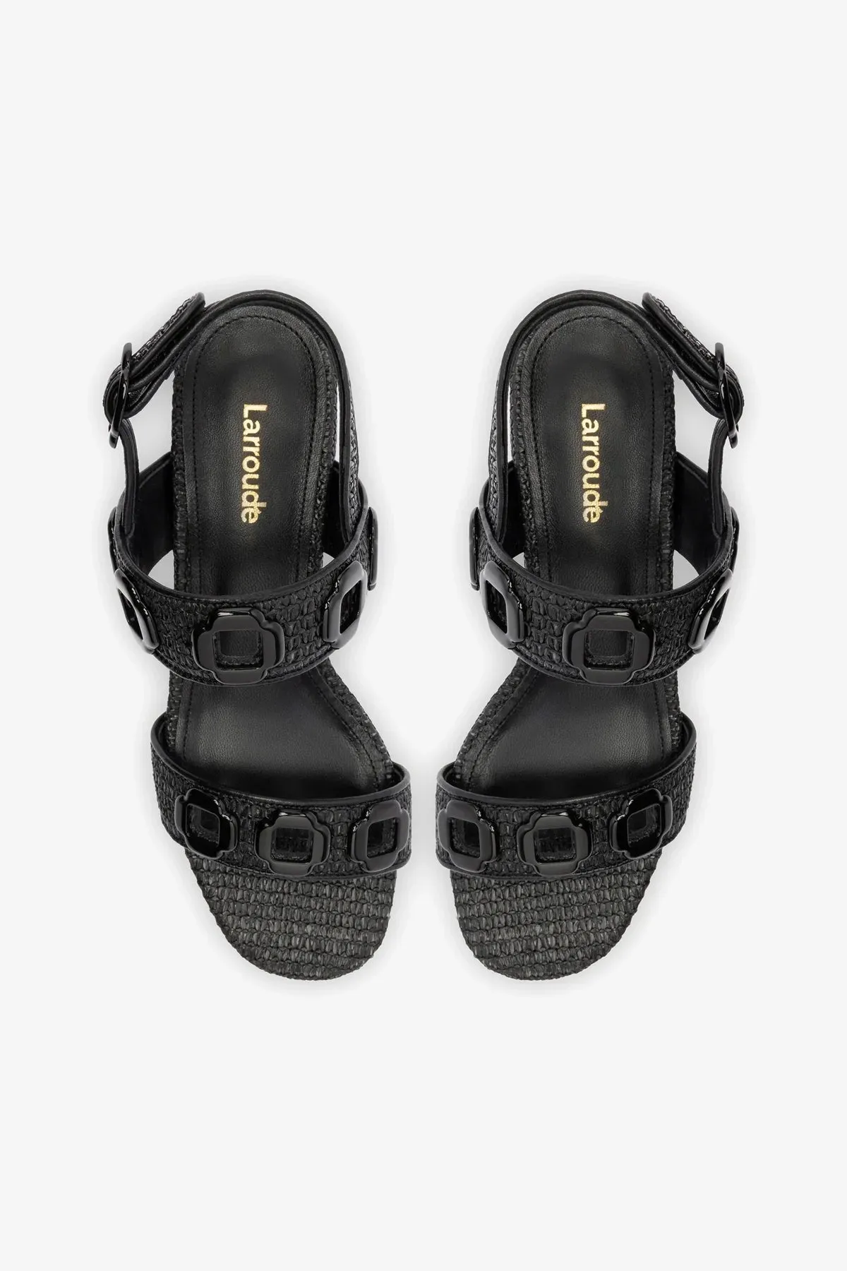 Milan Sandal In Black Wave Raffia
