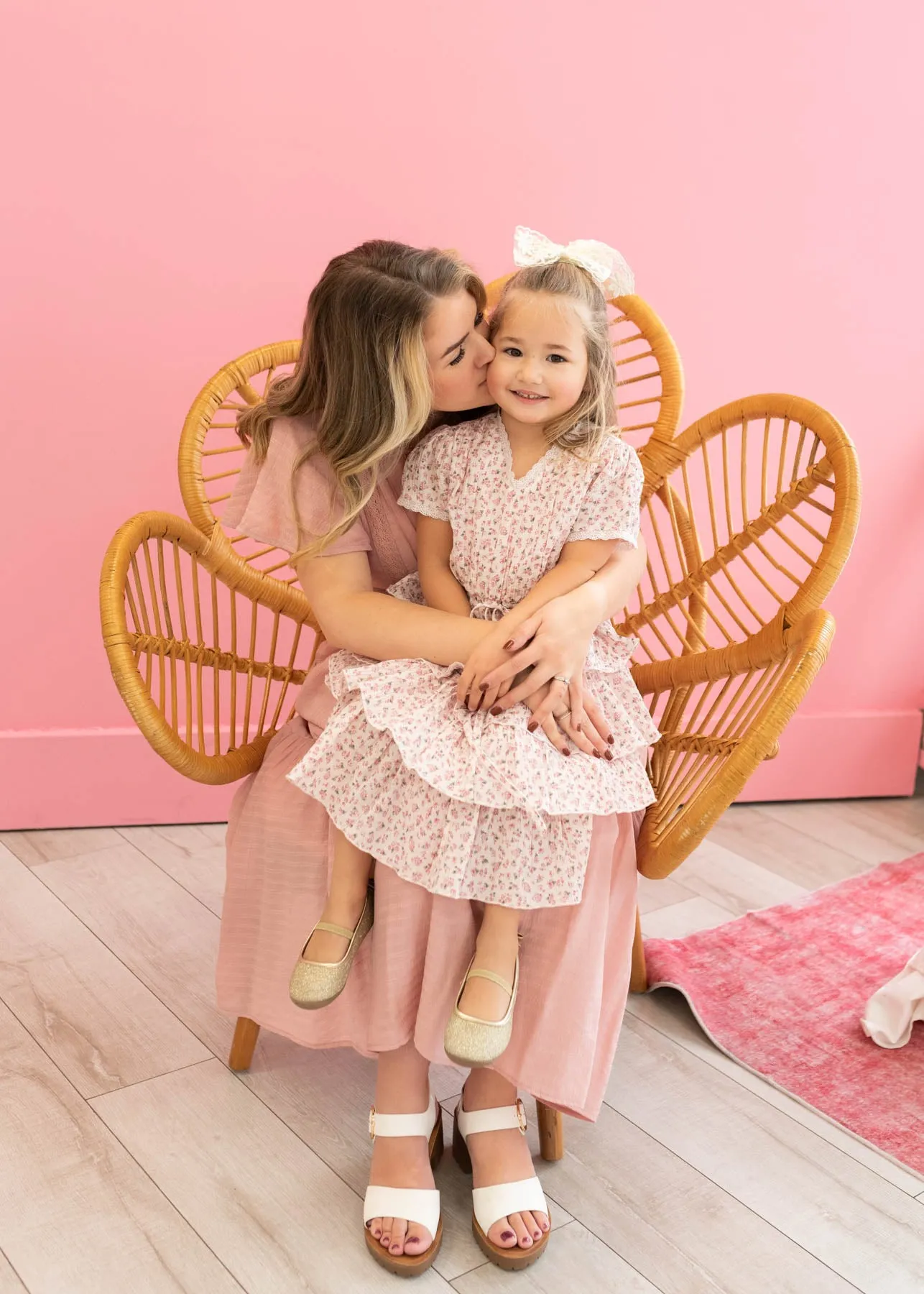 Mira Blush Rose Tiered Ruffle Little Girl Dress