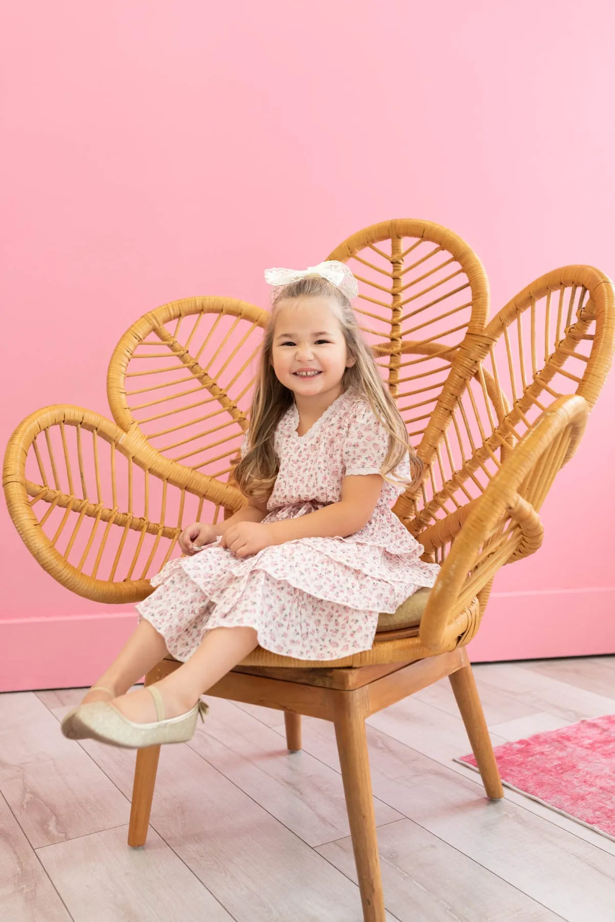 Mira Blush Rose Tiered Ruffle Little Girl Dress